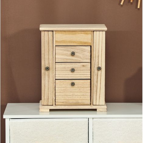 boîte à bijoux en bois 26,5 x 16 x 33,5 cm brun – miroir intégré, sans montage (1/5)