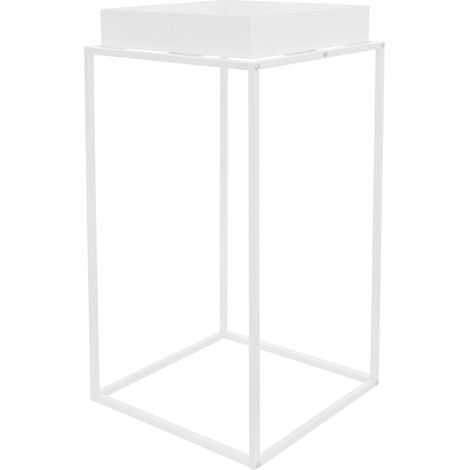 ML-Design Supporto per Piante Fiori 45 x 45 x 88 cm Quadrato in Metallo Bianco Robusto Resistente alle Intemperie Piedistallo Decorativo Design Moderno Fioriera da Terra Rialzata per Interni/Esterni
