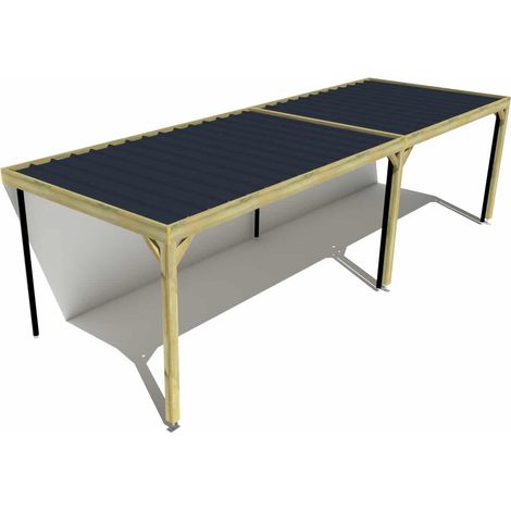Carport bois • 9m x 3m • adossée • sens largeur • livraison comprise