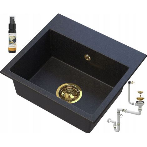 Granitan Évier en granit noir avec particules d'or 1 bac MINI