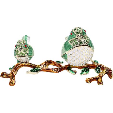 Boîte à Bijoux Oiseau en émail avec Rangement Décoratif pour Bagues et Boucles D'oreilles, Fermeture Magnétique, Compact pour Table de Chevet (1/5)