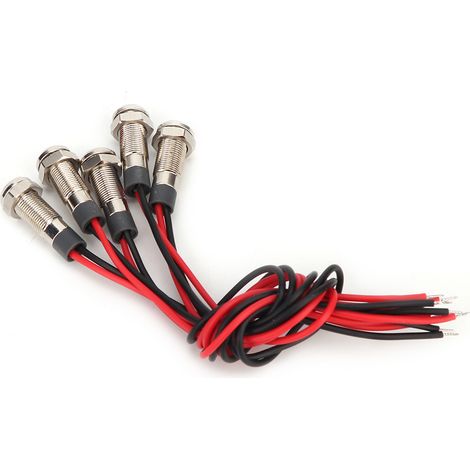 5 Stück LED-Lampe IP66 6mm LED Wasserdichte Metall-Warnleuchte mit Kabel 1NO (DC36V) (1/5)