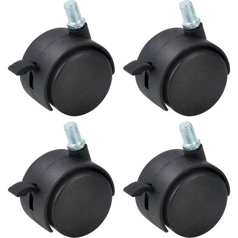 4 Roulettes Nylon 40x35x50mm Noires Tables (1/5)
