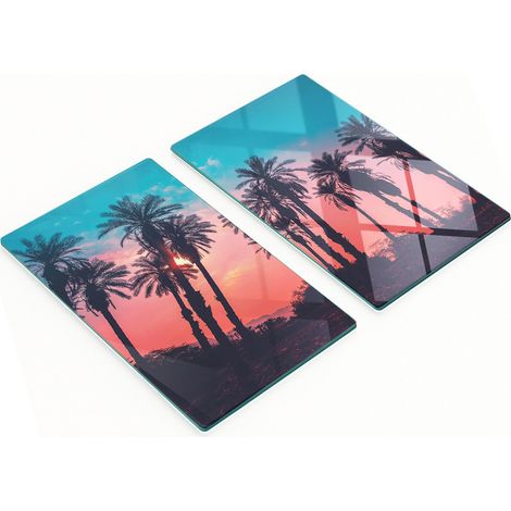 Taglieri da cucina decorativi in vetro con motivo palme tropicali, 2x30x52 cm (1/5)