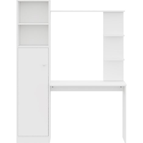 Bureau moderne multifonction avec armoire et étagères, blanc, 123,5 x 45 x 168,5 cm (1/5)