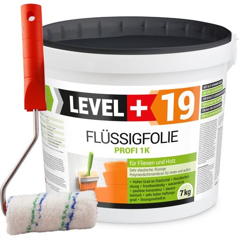 LEVEL+ Flüssigfolie Dichtfolie Holz L+19 - 7KG + Farbroller