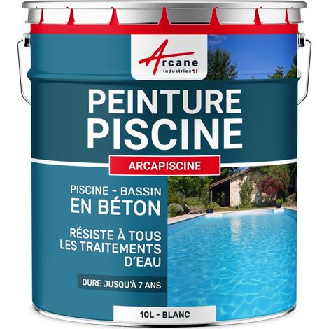 Arcane Industries – Peinture étanche pour piscine en béton – 10 L – Aspect mat soyeux – Résistance aux agents chimiques – Durabilité jusqu'à 7 ans