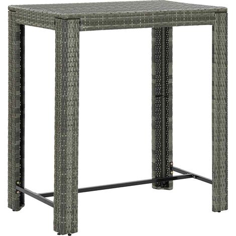 vidaXL Mesa alta para jardín ratán sintético gris 100x60,5x110,5 cm (1/5)