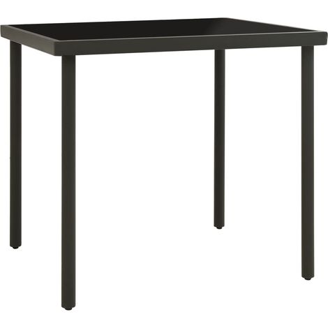 Outdoor Dining Table Anthracite 80x80x72 cm Glass and Steel vidaXL
