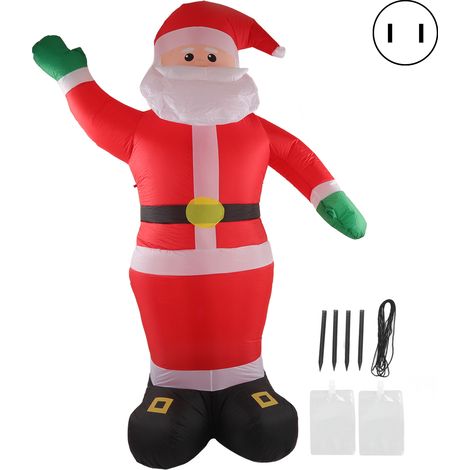 Père Noël gonflable étanche avec LED intégrées, décoration extérieure Noël mains vertes pour jardin pelouse, 100‑240V prise US (1/5)