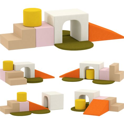 Parcours Motricité Bébé 8 Blocs Mousse Velours, Multicolore (1/5)