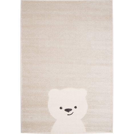 Children's cream rug, little teddy bear print, Elliot, 150x80x0.9 cm