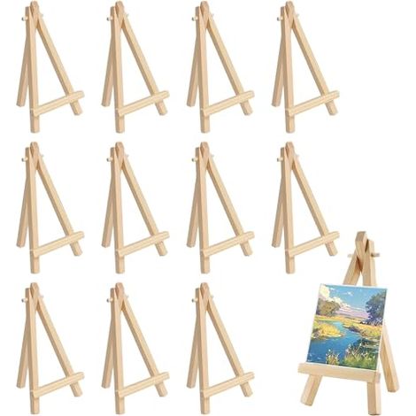 12 Stück Mini-Staffeleien aus Holz, 8 x 15 cm Mini-Ausstellungsständer, kleine klappbare Malstaffelei, Holzstativ, kleine Tischstaffeleien aus Holz, Menüstaffeleien aus Holz, für die Anzeige von Fotok