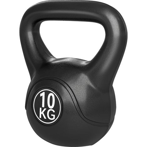 Kettlebell 10 kg, poignée ergonomique, musculation, 25 x 19 x 28 cm noir