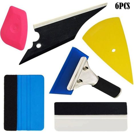 Kit d'outils de covering pour fenêtres de voiture - 6 pièces - Installation de film vinyle - Raclettes incluses (1/4)