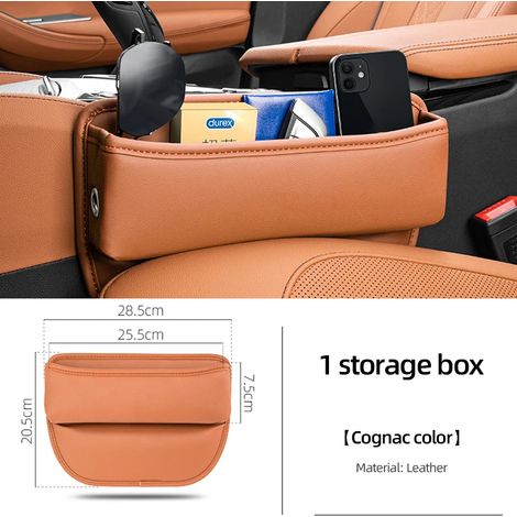 (Cognac 1 pièce) Sac de rangement en cuir PU pour siège auto Mercedes Benz W204 W205 W211 W203 ML320 Vito Cla Glb - Comblement de l'espace entre la console centrale et le siège (1/5)