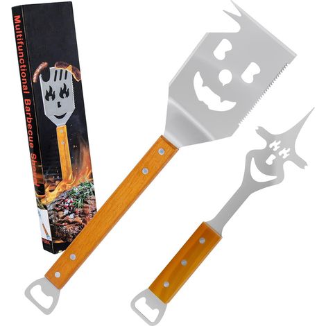 Accessoires de Barbecue, 2 Outils de Barbecue multifonctionnels avec spatule, Pince, Fourchette pour Griller, Pique-Nique et Camping, Cadeaux de Barbecue pour Homme (1/5)