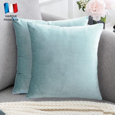 Lot de 2 Housse de coussin Velours 45x45 cm Uni Fermeture invisible Salon Canapé Décoration (1/5)