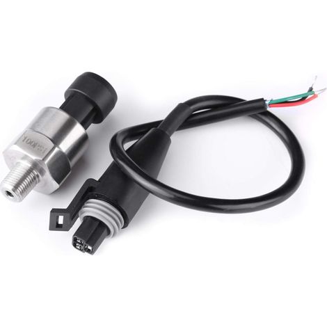 Transducteur de Pression Envoyeur Capteur, 1 / 8NPT Capteur de Pression Analogique Capteur de Pression Émetteur Sensor en Acier Inoxydable pour l'eau Air Carburant (100PSI) (1/5)