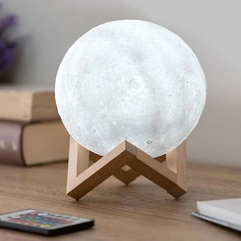 Lampe - SHOP-STORY - Lampe lune LED - Tactile - Rechargeable par USB - 46 cm (1/4)
