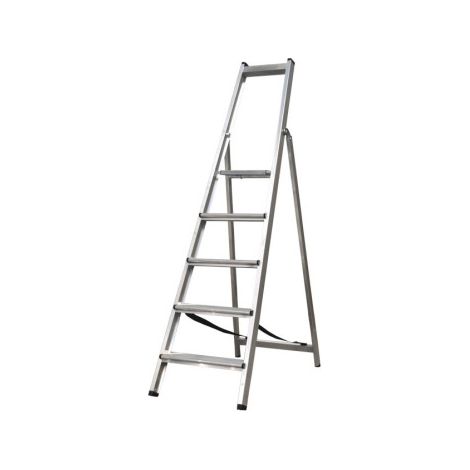 Escalera de aluminio reforzada de 5 a 9 peldaños EN 131 Altura trabajo 1.11m - Altura máxima 174 cm