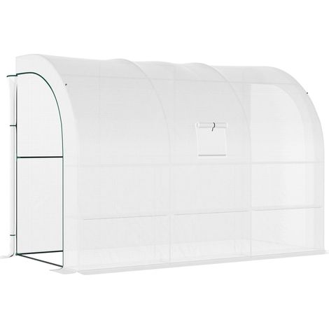 Serra a tunnel in plastica con 6 ripiani in acciaio 300 x 150 x 213 cm bianca (1/5)