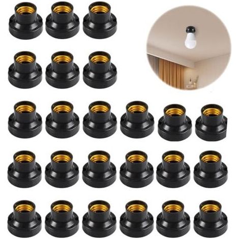 24 portalampade a vite E27 per cantieri edili, supporti per plafoniere con base E27, supporti per plafoniere a incasso, per lampadine a incandescenza e alogene (1/5)