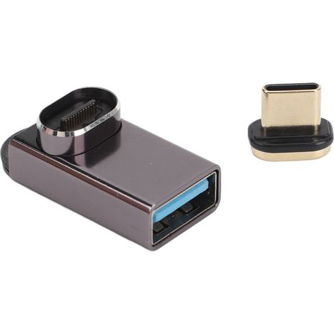 Adaptador de carga rápida de 100 W en ángulo recto, adaptador multifuncional con luz indicadora, enchufe reversible, adaptador USB-C de 90 grados, adecuado para juegos y baterías externas.
