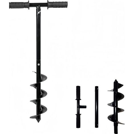 Trivella per pali di recinzione, trapano manuale 10 x 60 cm con impugnatura antiscivolo, trivella regolabile per piantare pali, bulbi, fori per ombrelloni, miscelazione di fertilizzanti