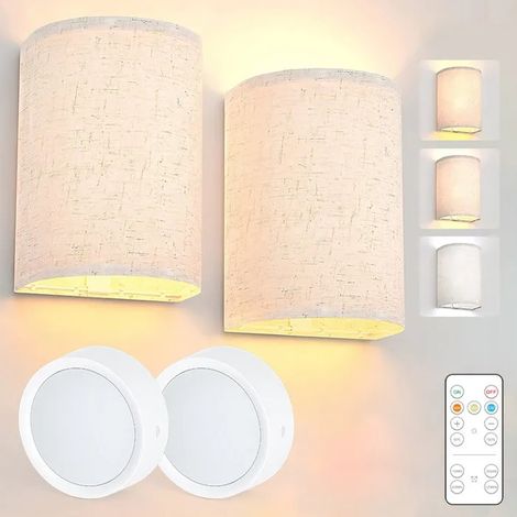 Applique murale lot de 2 applique murale alimente par batterie 3 couleurs applique murale intensit variable YYV (1/4)