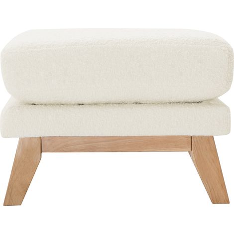 Pouf poggiapiedi scandinavo sfoderabile bianco effetto lana bouclé OSLO (1/3)