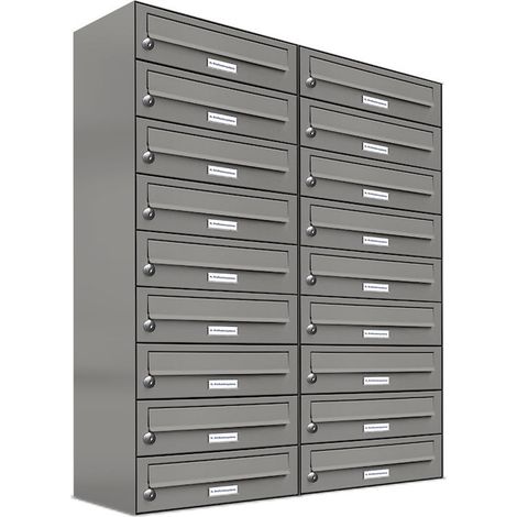 18er Premium Briefkasten Aluminiumgrau RAL Farbe 9007 für Außen Wand Postkasten 2x9 (1/5)