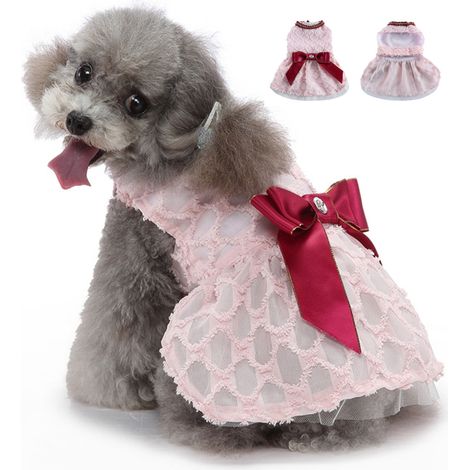 1 robe pour chien et chat, rose, polyester, pour Noël mariage anniversaire déguisement, tailles S à XL (1/5)