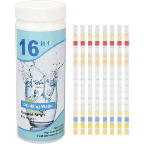 100 Bandelettes de Test d'Eau 16 en 1 pour Aquarium, Piscine et Eau Potable - Kit d'Analyse de Qualité (1/5)