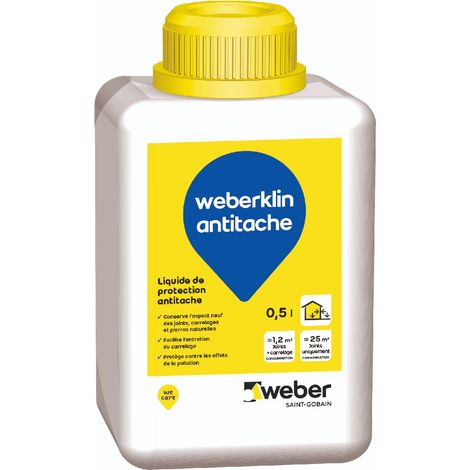 Weber Saint-Gobain Liquide de protection pour joints, carrelages et pierres naturelles 0,5L, Weberklin antitache