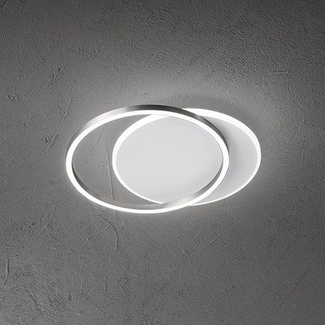 Plafoniera in alluminio colore bianco opaco + grigio titanio Orbit d.36-39,5cm LED 43W 3000K CRI80 220-240V biemissione 3010Lm (1/4)