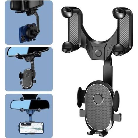 Support de Téléphone pour Rétroviseur,Support de téléphone de Voiture Rotatif et rétractable 360 degrés,Support Portable Voiture, (1/4)