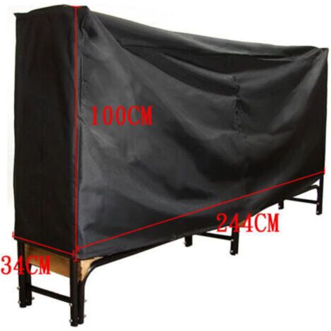 NALOOKAMIC Housse de protection pour bûches de bois de chauffage, tissu Oxford imperméable et robuste, protection contre les rayons UV, 2,4 m, noir