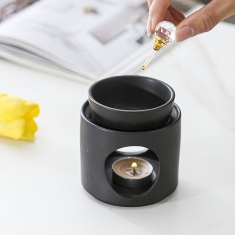 Brûleur D'Encens - Brûleur D'Huiles Essentielles - En Céramique Noire - Chambre De Combustion 15,2 Cm - Pour Aromathérapie Et Décoration Intérieure - 1 Pièce (1/5)