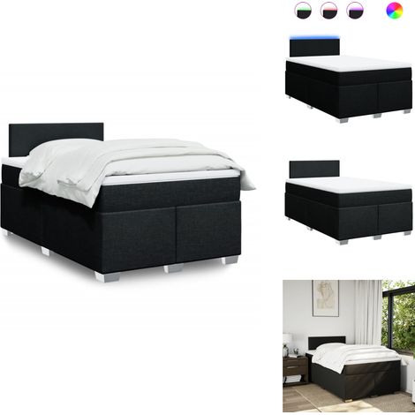 Sommier à lattes de lit avec matelas noir 120x190 cm tissu - Sommier À Lattes De Lit - Sommiers À Lattes De Lit - Lit - Meuble De Chambre À Coucher (1/5)
