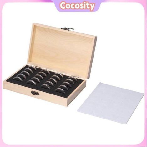Boîte De Collection De Pièces - Bois Naturel - Pour 20 Pièces Commémoratives - 21 x 13 x 4.5 cm - 1 Unité (1/5)