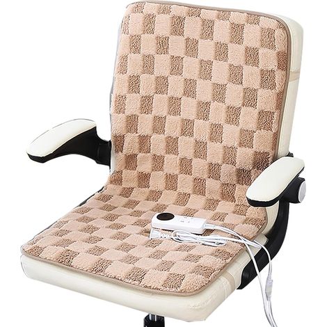 Coussin chauffant de siège avec sangles de fixation élastiques antidérapantes, housse de siège chauffante portable pour l'hiver, idéale pour le bureau et la maison (marron) (1/5)