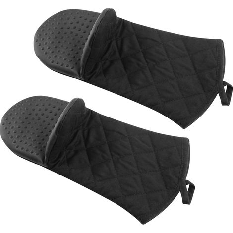 Gants de cuisine en silicone à isolation thermique étendue, 1 paire, (noir) (1/3)