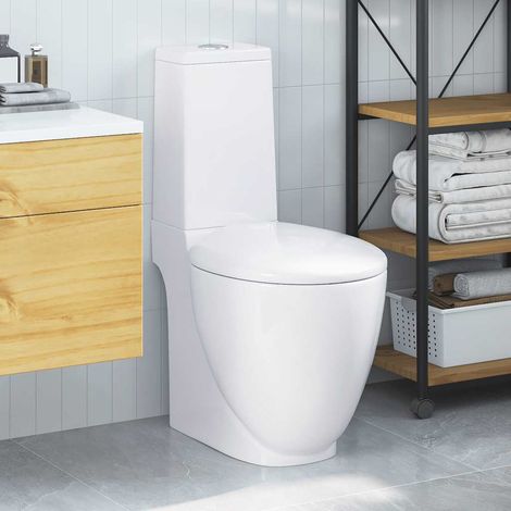 Vidaxl – Cuvette pour WC à poser céramique – Système de fermeture douce – Chasse d'eau 3/6 litres – Drainage vertical