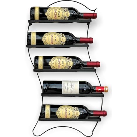 DanDiBo Weinregal Metall Schwarz Wand erweiterbar für 5 Flaschen Lento Flaschenregal 96269 Flaschenständer Weinflaschenhalter Flaschenhalter (1/5)