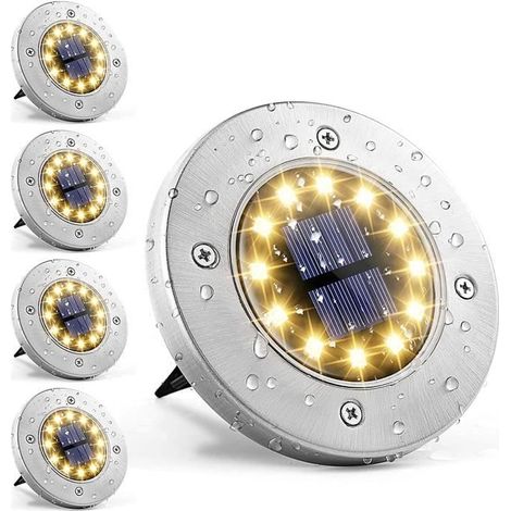 Außen-Solarleuchten, 12 LED, Solar-Bodenleuchten, Warmweiß für Garten, Terrasse, 4 Stück