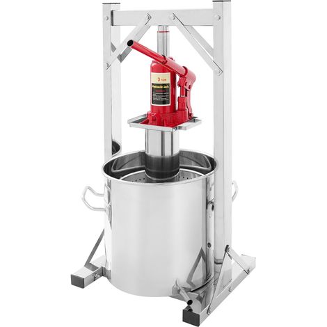Presse à vin et à vin - 12 l - 3 tonnes - En acier inoxydable hydraulique 304 - En acier inoxydable 304 - Presse-fruits mécanique - Seau à filtre intérieur