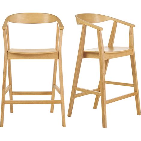 Tabourets de bar scandinaves en bois clair H66.5 cm (lot de 2) BAHIA