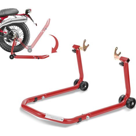 Randaco Motorradständer Heckheber in U-Form, Stahl, einstellbar 30–40 cm, für Wartung, Rot (1/5)