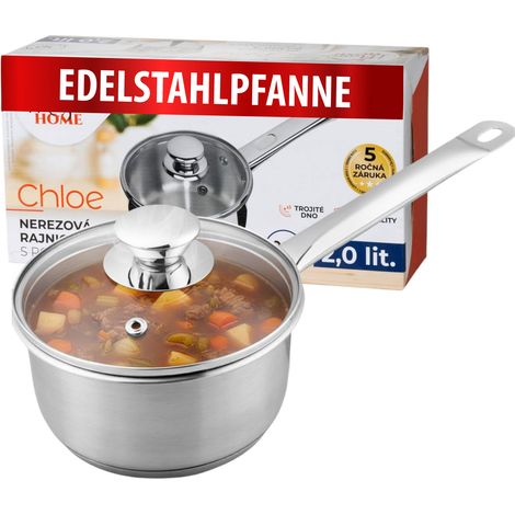 Stielkasserolle MagicHome Chloe, 18 cm, 2 Lit., mit Glasdeckel, Edelstahl (1/5)